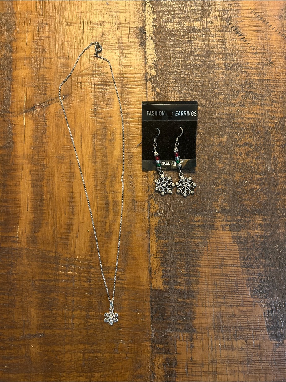 Silver Snowflake Necklace and Earrings Set - Fashion Jewelry